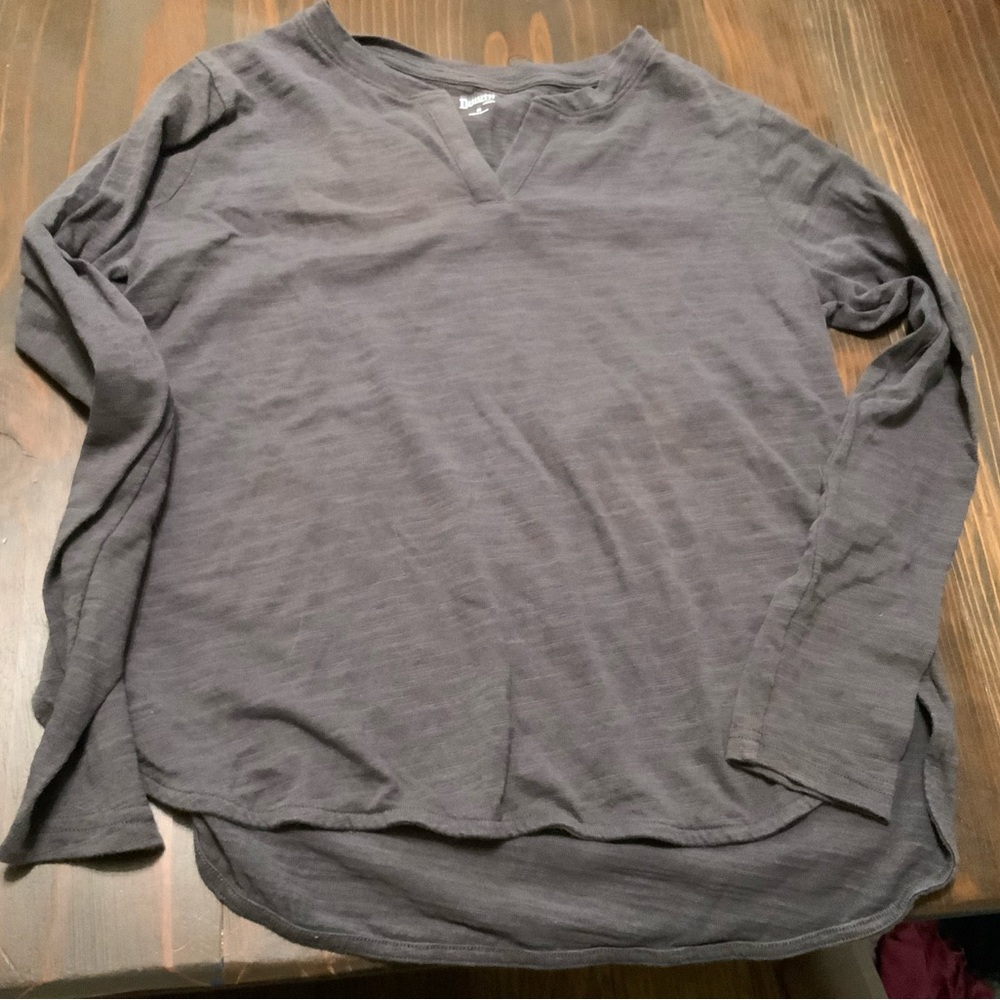 Duluth Trading Co Gray V-Neck Top